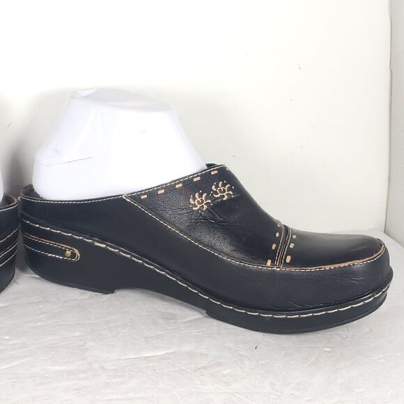 L'artiste Spring Step Women's Chino EU42 US11-11,5 Black Leather Floral Clogs - Picture 8 of 15